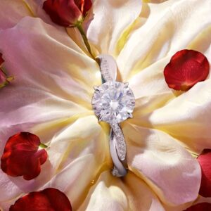 Radiant Central Stone Pave Moissanite Ring - Image 7