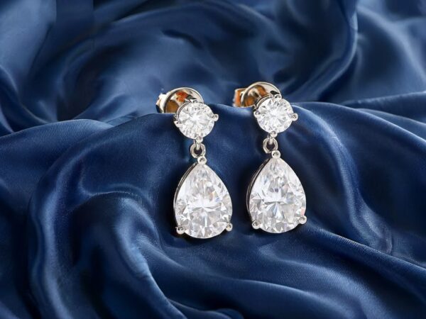 Hinged Pear Cut Moissanite Earrings