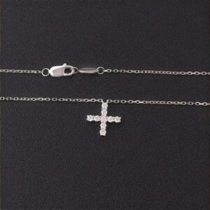 Silver Bezel Cross Pendant with Nine Moissanites - Image 6