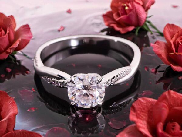 Radiant Central Stone Pave Moissanite Ring