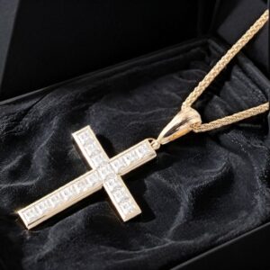 6.4ct Illuminating Cross Pendant with 16 Princess Cut Moissanites - Image 2