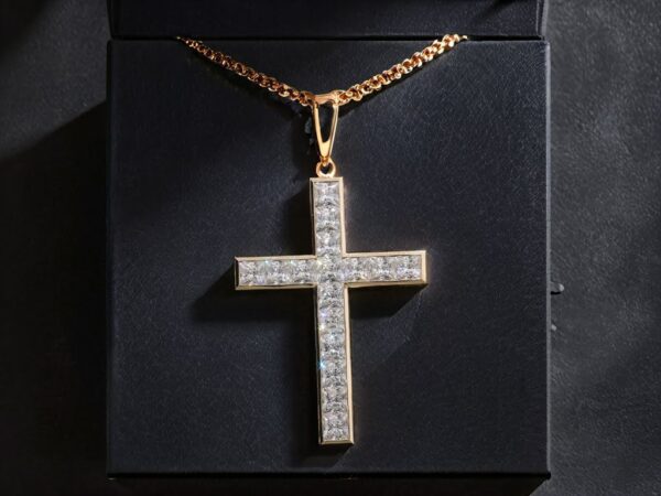 6.4ct Illuminating Cross Pendant with 16 Princess Cut Moissanites