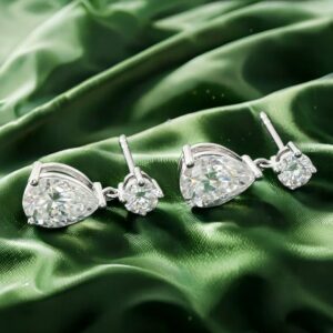 Hinged Pear Cut Moissanite Earrings - Image 2