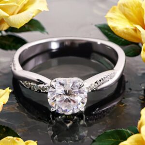 Radiant Central Stone Pave Moissanite Ring - Image 2