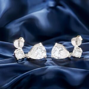 Hinged Pear Cut Moissanite Earrings - Image 3