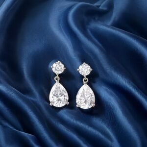 Hinged Pear Cut Moissanite Earrings - Image 4