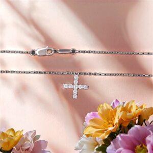 Silver Bezel Cross Pendant with Nine Moissanites - Image 4