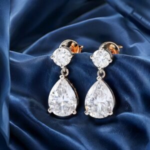 Hinged Pear Cut Moissanite Earrings - Image 5