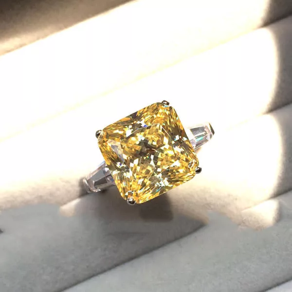 Asscher-cut Yellow Zircon ring