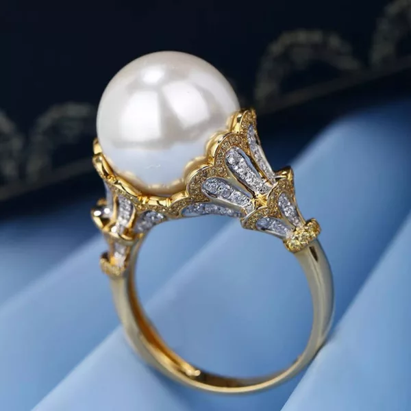 Italian Textured Carved Pearl Ring