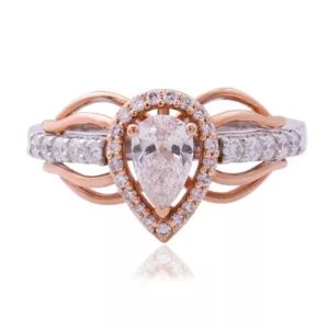 Dazzling D-Color Moissanite Pear Halo Ring - Image 3