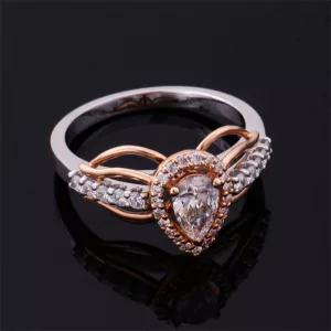 Dazzling D-Color Moissanite Pear Halo Ring - Image 4