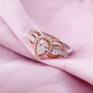 Dazzling D-Color Moissanite Pear Halo Ring - Image 5