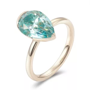 Stunning Pear-Shaped Blue-Green Moissanite Ring - Image 6