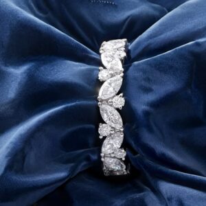 Marquise & Round Moissanite Leaf Stackable Band - Image 4