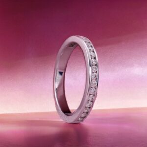 Elegant Half-way 2.2mm Moissanite Wedding Band - Image 2